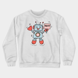 Cute Happy Robot Crewneck Sweatshirt